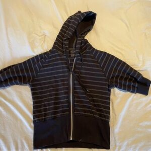 Calvin Klein Black and Gray Striped Hoodie Jacket